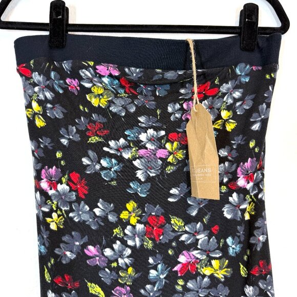 French Connection Y2K Strapless Tube Top Dress Black Jersey Floral Medium - Picture 3 of 9